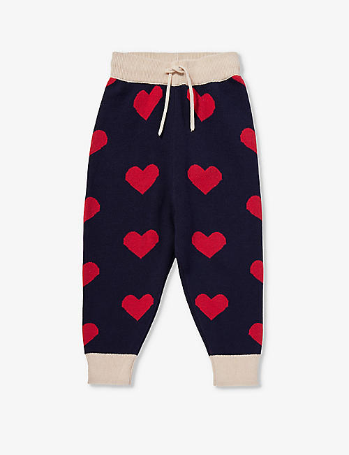 KONGES SLOJD: Lapis heart-pattern knitted organic-cotton jogging bottoms 9 months-3 years