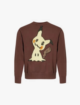 Market Men's Brown X Pokémon Mimikyu Graphic-knit Cotton Jumper