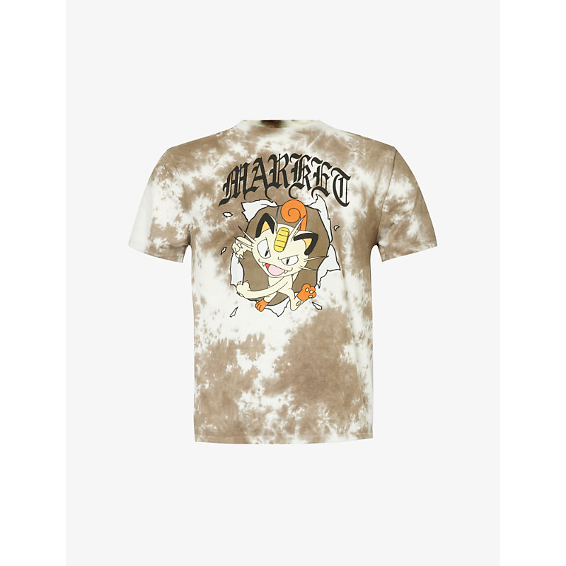 Market Men's Storm Cloud Dye X Pokémon Meowth Graphic-print Cotton-jersey T-shirt
