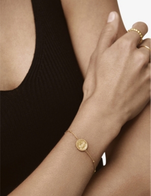 MONICA VINADER WOMENS DEIA BEADED-CHAIN 18CT YELLOW GOLD-PLATED VERMEIL STERLING-SILVER PENDANT BRACELET 