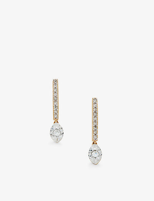 MONICA VINADER: 14ct yellow-gold and 0.0786ct marquise-cut diamond drop earrings