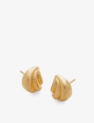 Shop Monica Vinader Womens Yellow Gold Swirl 18ct Yellow Gold-plated Vermeil Sterling-silver Stud Earring