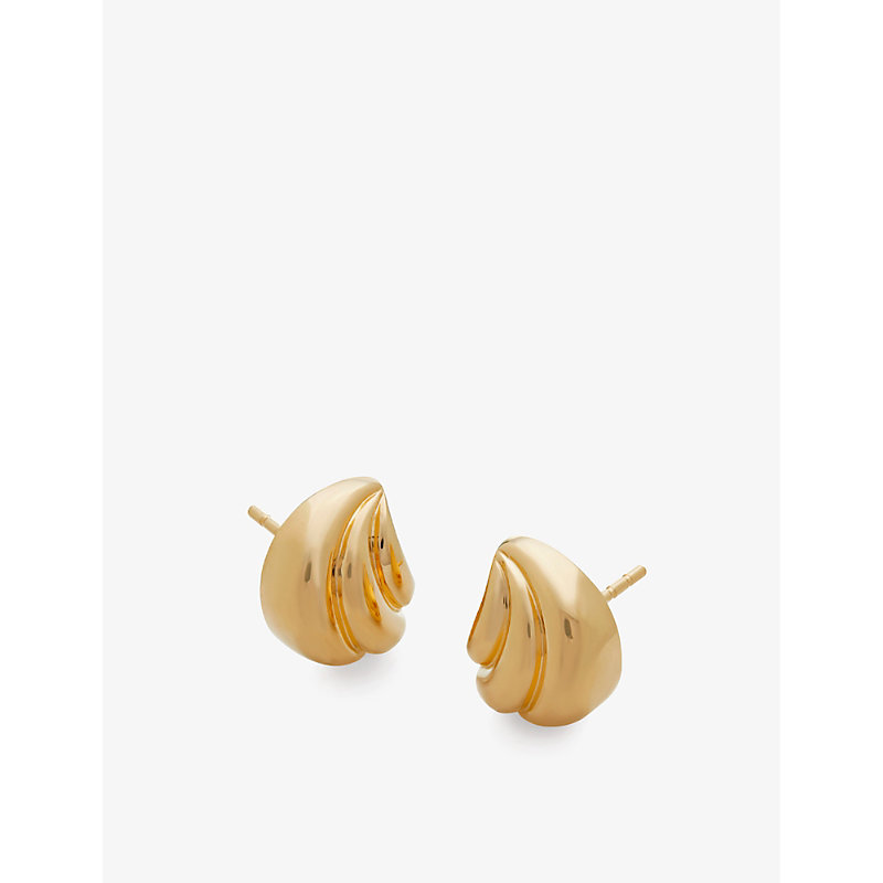 Shop Monica Vinader Womens Yellow Gold Swirl 18ct Yellow Gold-plated Vermeil Sterling-silver Stud Earring