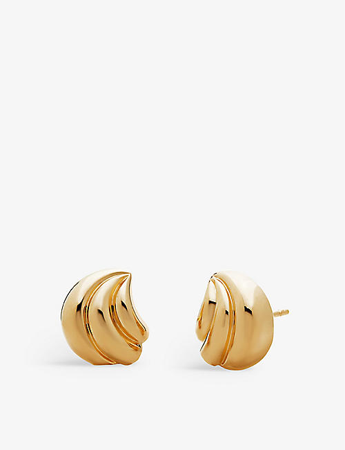 MONICA VINADER: Swirl 18ct yellow gold-plated vermeil sterling-silver stud earrings