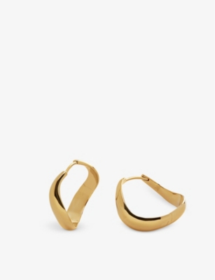 Shop Monica Vinader Womens Yellow Gold Swirl Medium 18ct Yellow Gold-plated Vermeil Sterling-silver Hoop