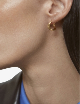 Monica Vinader Womens Yellow Gold Swirl Small 18ct Yellow Gold-plated Vermeil Sterling-silver Hoop E In Yellow Gold
