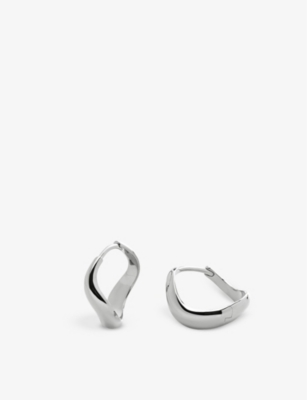Shop Monica Vinader Womens Sterling Silver Swirl Small Recycled Sterling-silver Hoop Earrings
