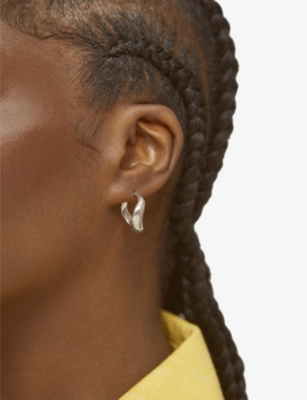 Monica Vinader Sterling Silver Swirl Medium Hoop Earrings In Sterling Silver