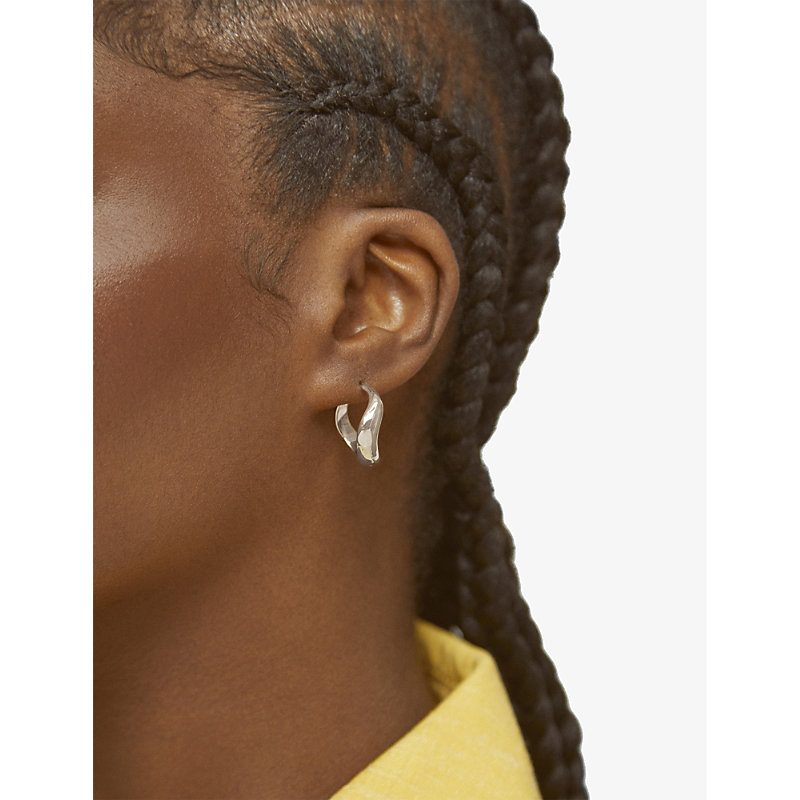 Shop Monica Vinader Womens Sterling Silver Swirl Medium Recycled Sterling-silver Hoop Earrings