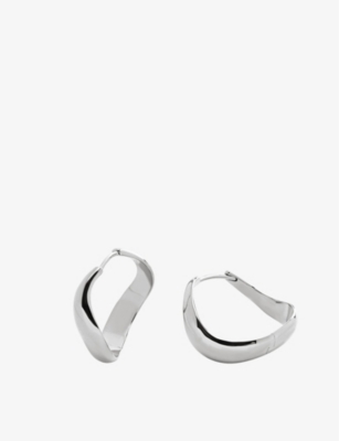 Shop Monica Vinader Womens Sterling Silver Swirl Medium Recycled Sterling-silver Hoop Earrings