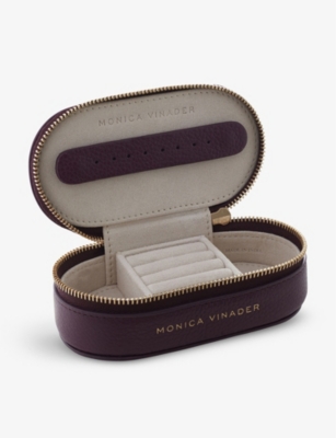 Shop Monica Vinader Womens Purple Logo-embossed Zipped Leather Jewellery Box