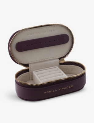 Monica Vinader Womens Purple Logo-embossed Zipped Leather Jewellery Box In Purple