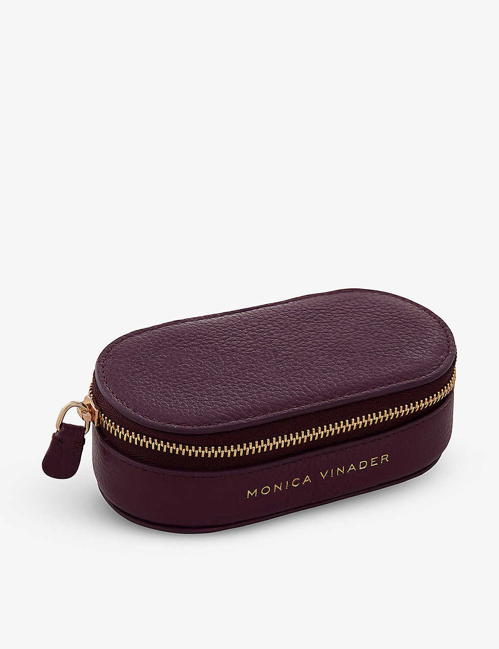 Monica Vinader Womens Purple Logo-embossed Zipped Leather Jewellery Box
