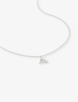 Monica Vinader Womens Sterling Silver A Letter-charm Recycled Sterling-silver Pendant Necklace