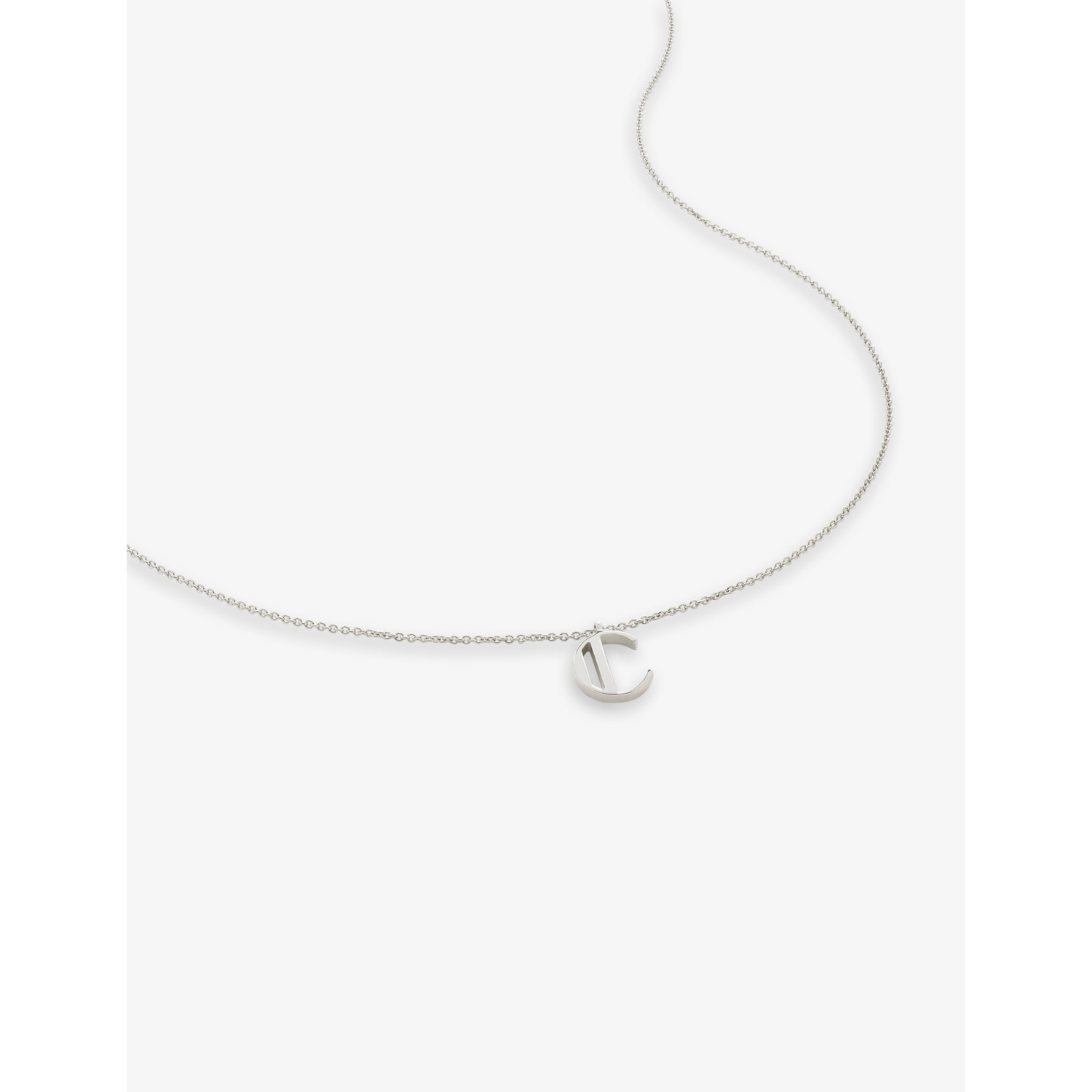 Monica Vinader C Letter Charm Sterling Silver Pendant Necklace 41cm-46cm