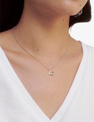 Shop Monica Vinader Womens Sterling Silver E Letter-charm Recycled Sterling-silver Pendant Necklace