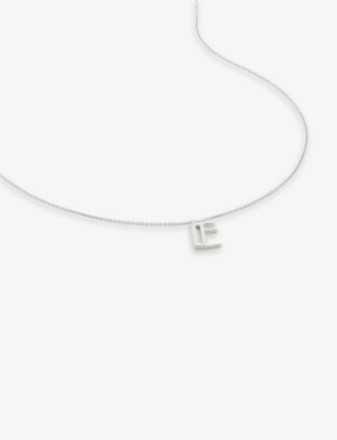 Monica Vinader Womens Sterling Silver E Letter-charm Recycled Sterling-silver Pendant Necklace