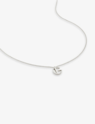 Monica Vinader Womens Sterling Silver G Letter-charm Recycled Sterling-silver Pendant Necklace