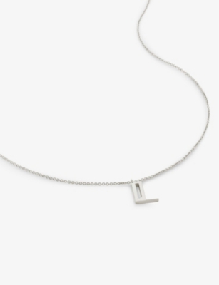 Monica Vinader Womens Sterling Silver L Letter-charm Recycled Sterling-silver Pendant Necklace In Sterling Silver
