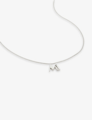 Monica Vinader Womens Sterling Silver M Letter-charm Recycled Sterling-silver Pendant Necklace