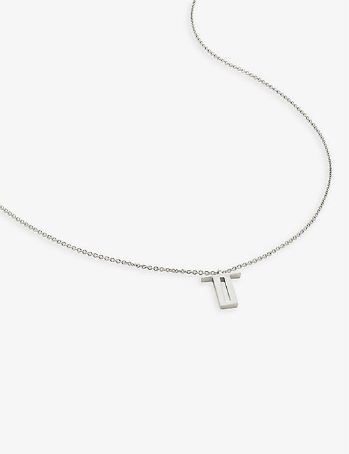 MONICA VINADER: T letter-charm recycled sterling-silver pendant necklace