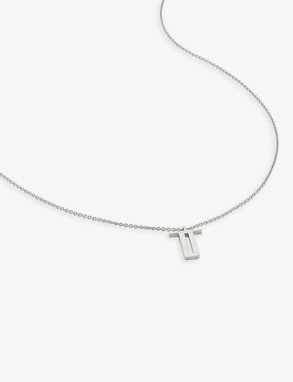 Monica Vinader Womens Sterling Silver T Letter-charm Recycled Sterling-silver Pendant Necklace