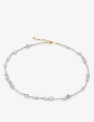 MONICA VINADER: Scatter 18ct yellow gold-plated vermeil sterling-silver and pearl necklace