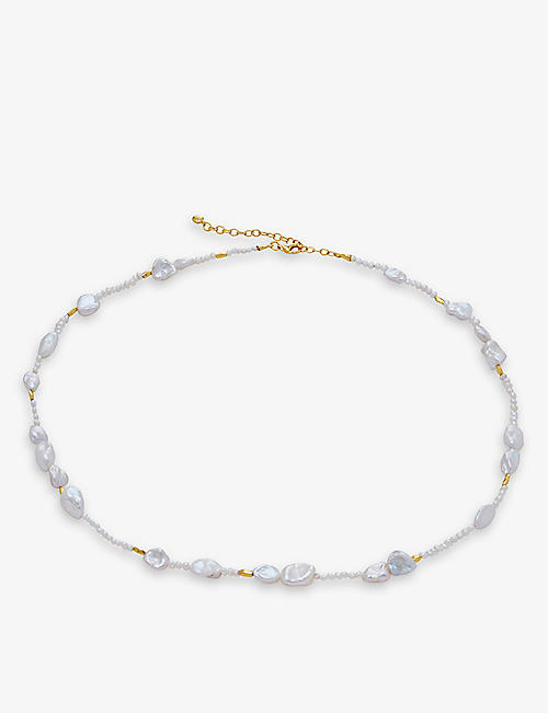 MONICA VINADER: Scatter 18ct yellow gold-plated vermeil sterling-silver and pearl necklace