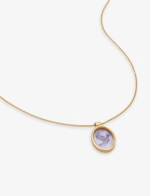 Monica Vinader Womens Yellow Gold Intaglio Dove 18ct Yellow Gold-plated Vermeil Sterling-silver Pend In Yellow Gold