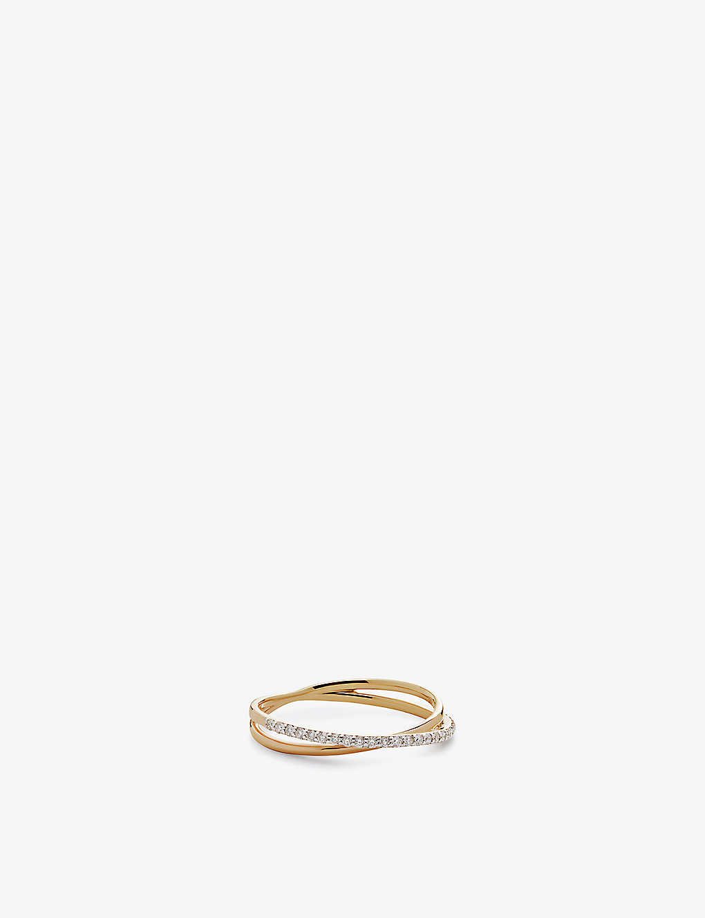 Monica Vinader Womens Yellow Gold Crossover 14ct Yellow-gold And 0.1606ct Diamond Ring