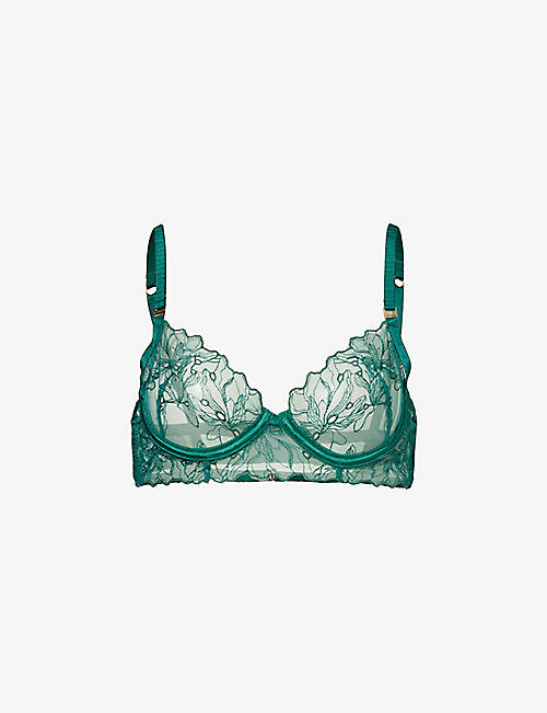 BLUEBELLA: Astra floral-embroidered mesh bra
