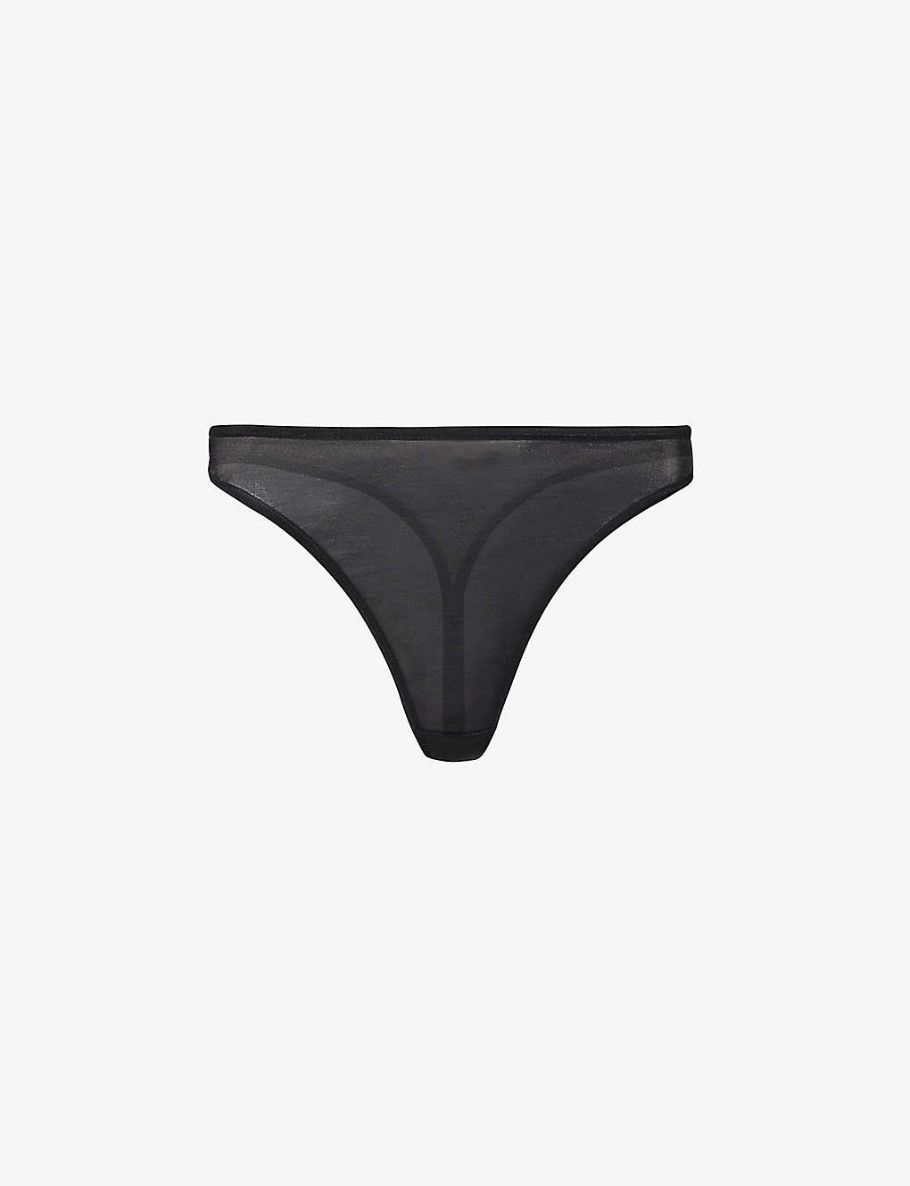 Shop Bluebella Thena High-rise Stretch-woven Thong In Black