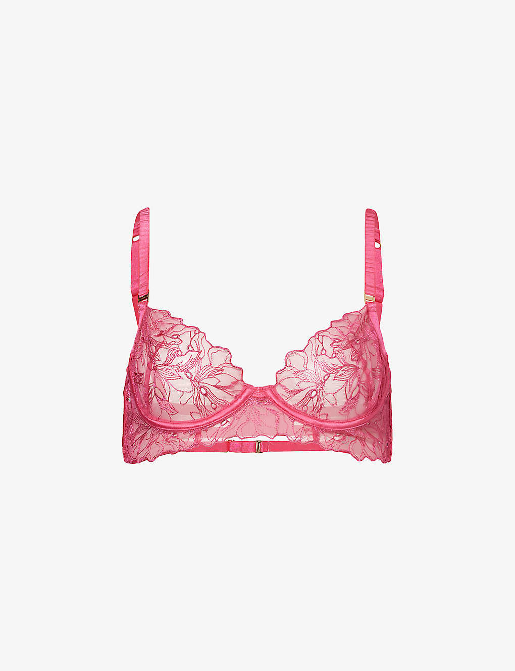Bluebella Womens Fuchsia Pink Astra Floral-embroidered Mesh Bra