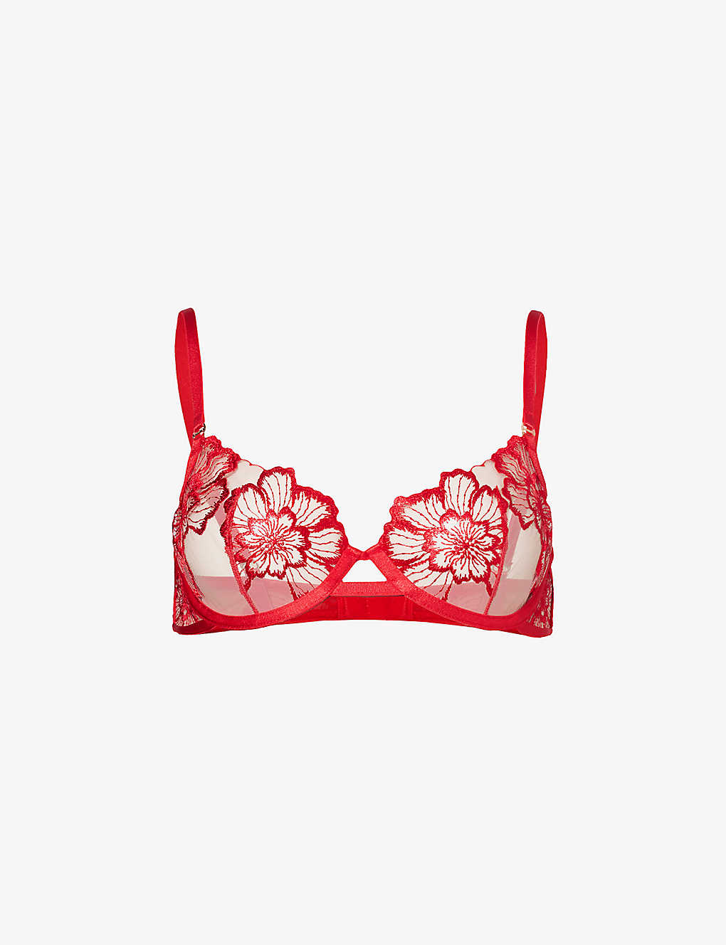 Shop Bluebella Womens Tomato Red Catalina Floral-embroidered Mesh Bra