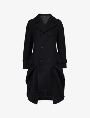 COMME DES GARCONS: Double-breasted flared-hem wool-blend coat