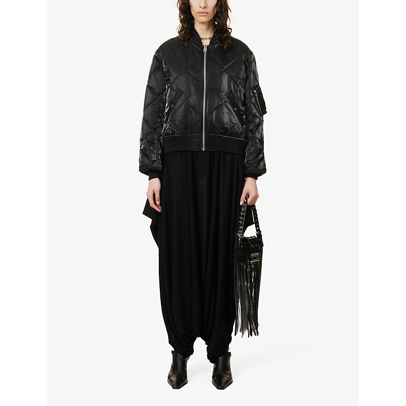 Shop Junya Watanabe Womens Black Tokyo Dropped-crotch Relaxed-fit Wide-leg Wool Knitted Trousers
