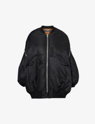 Shop Junya Watanabe Women's Black Padded Oversized-fit Shell Bomber Jacket