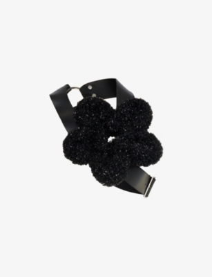 Noir Kei Ninomiya Womens Black Padded Floral-embellished Faux Leather Harness