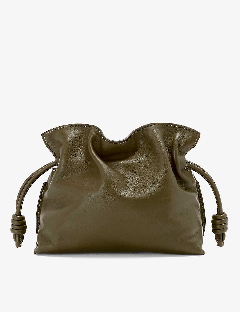 Shop Loewe Womens Dark Khaki Green Flamenco Mini Leather Clutch Bag