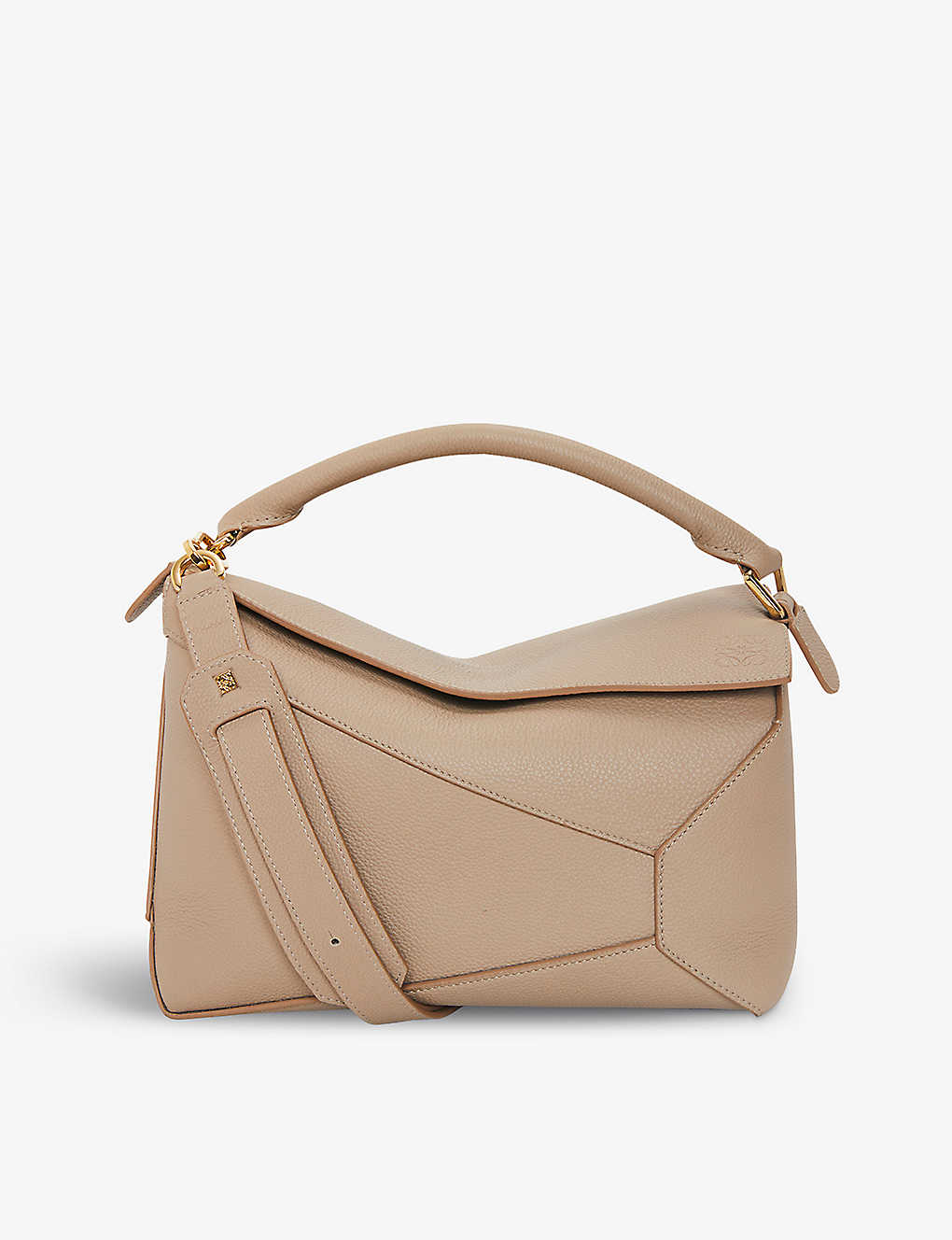 Shop Loewe Womens Sand Puzzle Leather Shoulder Bag