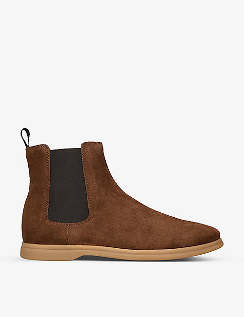ELEVENTY: Contrast-sole tonal-stitching suede Chelsea boots