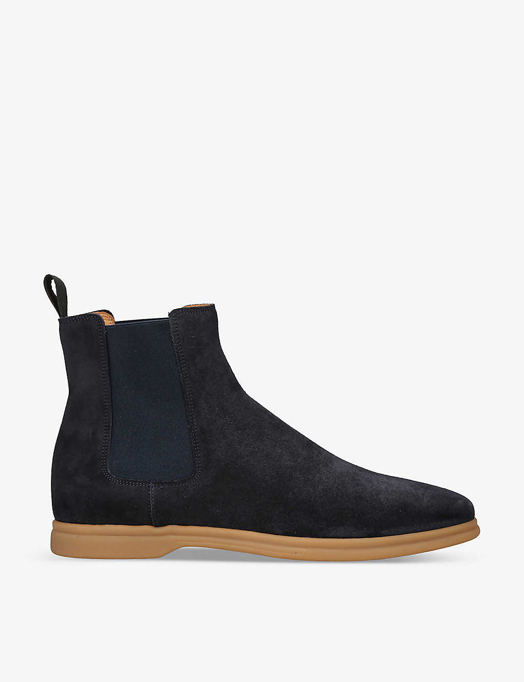 Eleventy Mens Navy Contrast-sole Tonal-stitching Suede Chelsea Boots