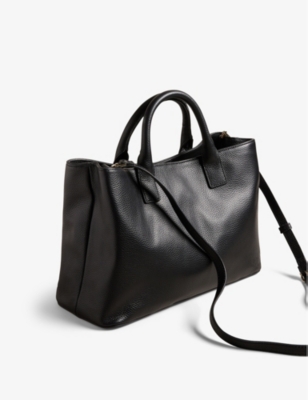 Shop Ted Baker Black Winisie Branded-strap Leather Bag