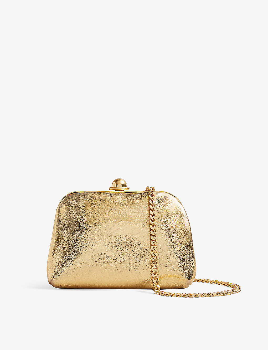 Ted Baker Womens Gold Mirise Rope-chain Mini Faux-leather Clutch Bag