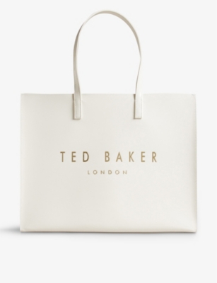 Ted Baker Womens Ivory Crikon Logo-print Faux-leather Tote Bag
