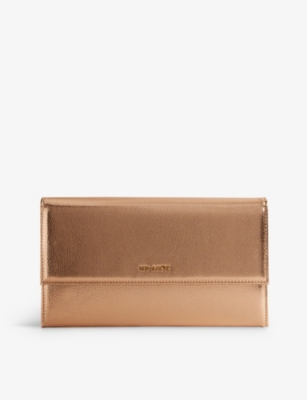ロゴ【Ted Baker】Rayya メタリック トラベル ウォレット 長財布 Ted Baker RAYYA Rose Gold Metallic Travel Organiser Wallet