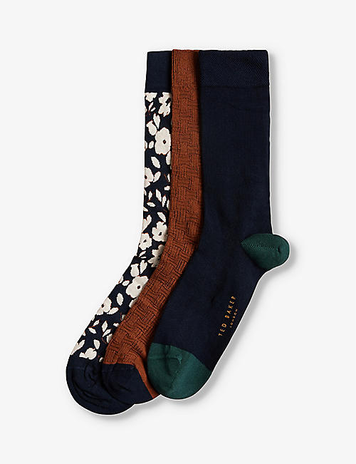 TED BAKER: Becools pack of three stretch cotton-blend socks