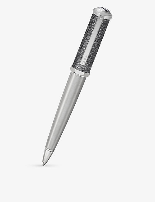 CARTIER: Santos-Dumont de Cartier metal and leather ballpoint pen