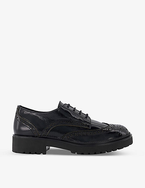 DUNE: Florian lace-up patent-leather brogues