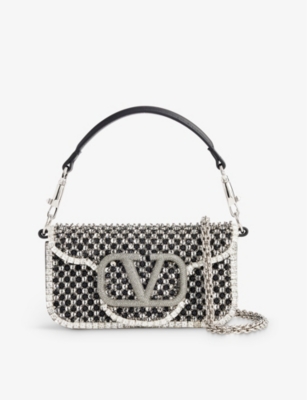 Valentino Mini Vsling Handbag with Sparkling Crystals In Calfskin Purple
